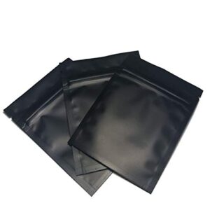 karmay 100-3x4 premium smell proof flat ziplock double-sided reusable metallic foil food storage bags (matte black)