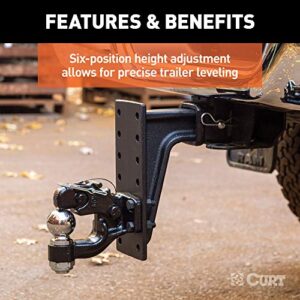 CURT 48349 Adjustable Pintle Mount for 2-1/2-Inch Hitch Receiver, 20,000 lbs, 12-1/2-Inch Height, 10-3/4-Inch Length , Black