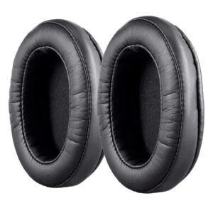 Monoprice Memory Foam Protein Leather Earpads (Pair) - Black, Maximize Comfort for Headphones