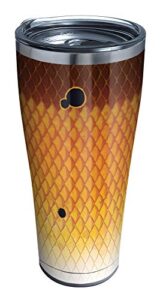 tervis 1311154 redfish pattern stainless steel insulated tumbler with clear and black hammer lid, 30oz, silver