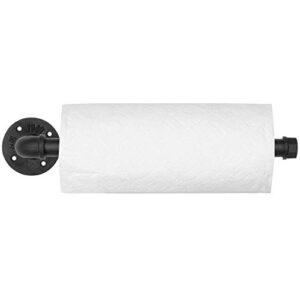 MyGift Industrial Pipe Matte Black Metal Paper Towel Holder Under Cabinet or Wall Mounted Kitchen Towel Rack