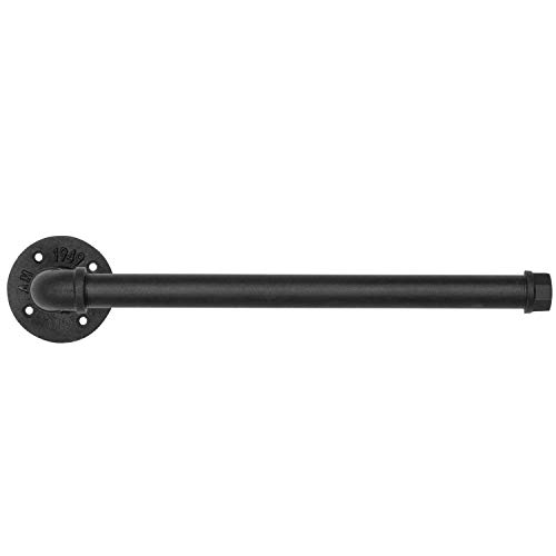 MyGift Industrial Pipe Matte Black Metal Paper Towel Holder Under Cabinet or Wall Mounted Kitchen Towel Rack