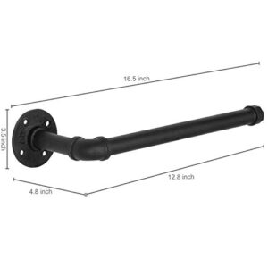 MyGift Industrial Pipe Matte Black Metal Paper Towel Holder Under Cabinet or Wall Mounted Kitchen Towel Rack