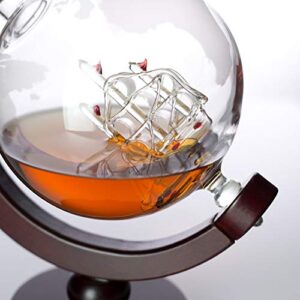 Atterstone Whiskey Decanter Set Globe Decanter Whiskey Decanter Sets for Men Decanter Globe Set Great Gift Bourbon decanter Scotch Decanter Sets 850 ml Includes 2 Glasses Whisky funnel