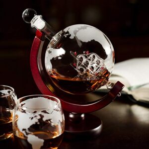 Atterstone Whiskey Decanter Set Globe Decanter Whiskey Decanter Sets for Men Decanter Globe Set Great Gift Bourbon decanter Scotch Decanter Sets 850 ml Includes 2 Glasses Whisky funnel