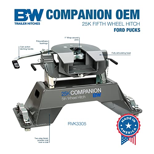 B&W Trailer Hitches 25K Companion Fifth Wheel Hitch - Compatible with Ford Puck System - RVK3305