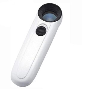 handheld 40x high power hand held magnifier magnifying glass with 2-led light (white )