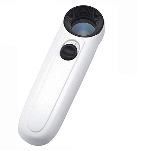 Handheld 40x High Power Hand Held Magnifier Magnifying Glass with 2-LED Light (White )