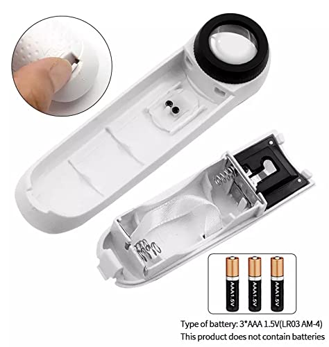 Handheld 40x High Power Hand Held Magnifier Magnifying Glass with 2-LED Light (White )
