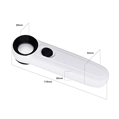 Handheld 40x High Power Hand Held Magnifier Magnifying Glass with 2-LED Light (White )