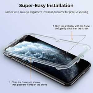 UNBREAKcable Screen Protector for iPhone 11 Pro Max / iPhone XS Max 6.5'', Double Shatterproof Tempered Glass [2-Pack] [Easy Installation Frame] [99.99% HD Clear] [9H Hardness] [Bubble Free] [Case Friendly] [Full Coverage]