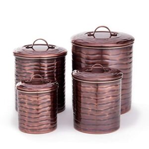 old dutch 4 pc. antique copper wave canister set, 4 qt, 2 qt, 1½ qt, 1 qt., 4qt., 2qt., 1½qt., 1qt.