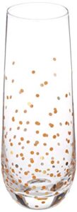 circleware stemless champagne flutes set of 4 party dining beverage drinking wine glasses, glassware cups for water, liquor, whiskey and decor gifts, 4 count (pack of 1), gold confetti 4pc
