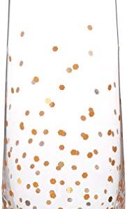 Circleware Stemless Champagne Flutes Set of 4 Party Dining Beverage Drinking Wine Glasses, Glassware Cups for Water, Liquor, Whiskey and Decor Gifts, 4 Count (Pack of 1), Gold Confetti 4pc