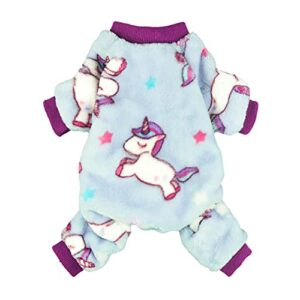 fitwarm unicorn pet clothes for dog pajamas coat cat pjs jumpsuit soft velvet purple large