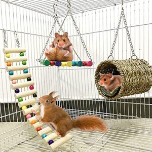 hamiledyi hamster climbing bridge, small animal ladder hammock swing set toys for bird guinea pig chinchilla