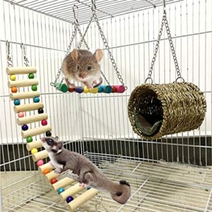 Hamiledyi Hamster Climbing Bridge, Small Animal Ladder Hammock Swing Set Toys for Bird Guinea Pig Chinchilla