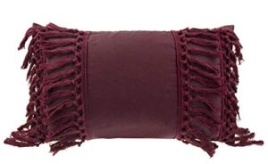 fennco styles stylish fringe tassels decorative cotton throw pillow (burgundy, 12"x20" case only)