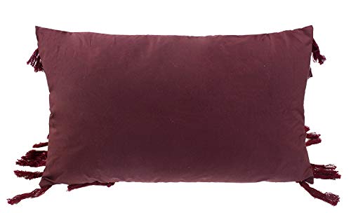 Fennco Styles Stylish Fringe Tassels Decorative Cotton Throw Pillow (Burgundy, 12"x20" Case Only)