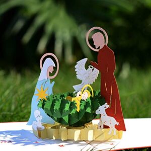 CUTPOPUP Nativity Christmas Card Pop Up, 3D Silent Night Nativity Scene Card Pop Up, Christmas Greeting Card Pop Up Card, Merry Christmas Card