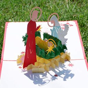 CUTPOPUP Nativity Christmas Card Pop Up, 3D Silent Night Nativity Scene Card Pop Up, Christmas Greeting Card Pop Up Card, Merry Christmas Card