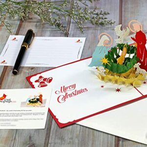 CUTPOPUP Nativity Christmas Card Pop Up, 3D Silent Night Nativity Scene Card Pop Up, Christmas Greeting Card Pop Up Card, Merry Christmas Card