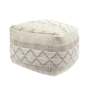 christopher knight home mag large square casual pouf, boho, ivory chindi and hemp