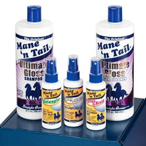 mane 'n tail ultimate gloss shampoo and conditioner 32 ounce each with 4 ouncedetangler spray, spray 'n white, spray'n braid