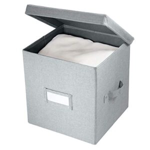 idesign codi fabric storage cube with lid for bedroom, mudroom, living room, 11 inches - gray