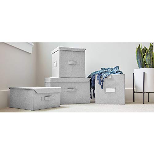 iDesign Codi Fabric Storage Cube with Lid for Bedroom, Mudroom, Living Room, 11 Inches - Gray