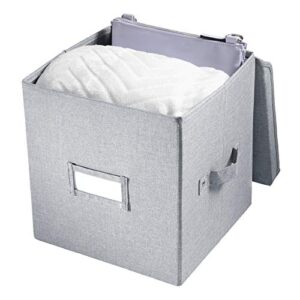 iDesign Codi Fabric Storage Cube with Lid for Bedroom, Mudroom, Living Room, 11 Inches - Gray