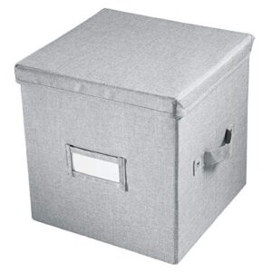 iDesign Codi Fabric Storage Cube with Lid for Bedroom, Mudroom, Living Room, 11 Inches - Gray