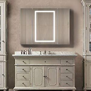 Krugg LED Tri-View Medicine Cabinets with Defogger, Dimmer, 3X Makeup Mirror, Outlet & USB (48 x 36 Left Left Right)