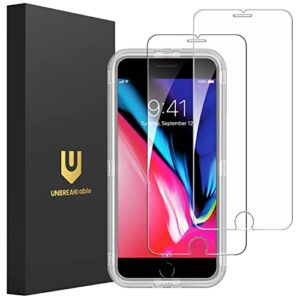unbreakcable screen protector for iphone 8 plus / 7 plus - double defense series shatterproof tempered glass [9h hardness] [easy installation frame] [99.99% hd clear] for iphone 5.5 inch - 2 pack
