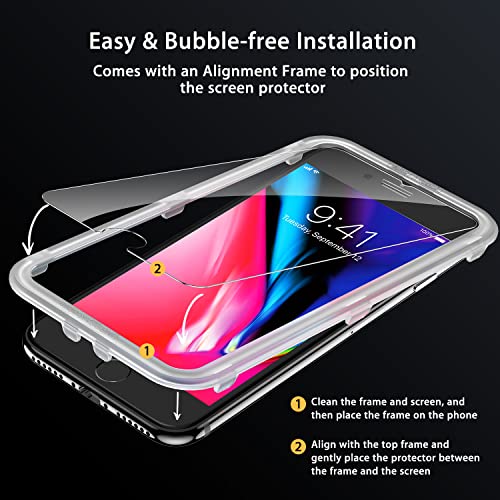 UNBREAKcable Screen Protector for iPhone 8 Plus / 7 Plus - Double Defense Series Shatterproof Tempered Glass [9H Hardness] [Easy Installation Frame] [99.99% HD Clear] for iPhone 5.5 inch - 2 Pack