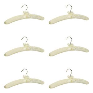 set of 6 pieces 15 inch length ivory smooth satin padded bridal cloth hangers
