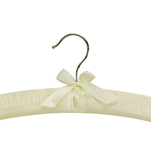 Set of 6 Pieces 15 Inch Length Ivory Smooth Satin Padded Bridal Cloth Hangers