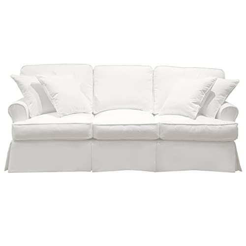 Sunset Trading Horizon Slipcovered Warm White Sofa, Small,