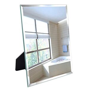 calenzana frameless mirror wall hanging and desk standing, compatible with makeup vanity mirrors,10.6x13 inch