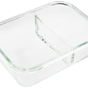 LocknLock Purely Better Glass Food Storage Container with Lid, Rectangle w/divider-32 oz, Clear