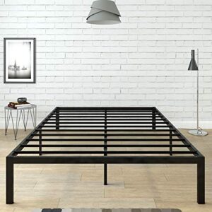 ambee21 castlebeds minimalistic full size metal platform bed frame with storage | black | sleek black design