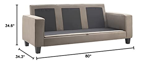 Serta Palisades Sofas with Storage 1 Modern Design, Track Arms, Foam-Filled Cushions, Easy-to-Clean Fabric Upholstery, 77", Soft Beige