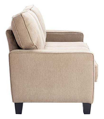Serta Palisades Sofas with Storage 1 Modern Design, Track Arms, Foam-Filled Cushions, Easy-to-Clean Fabric Upholstery, 77", Soft Beige