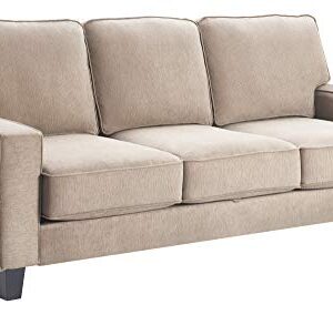 Serta Palisades Sofas with Storage 1 Modern Design, Track Arms, Foam-Filled Cushions, Easy-to-Clean Fabric Upholstery, 77", Soft Beige