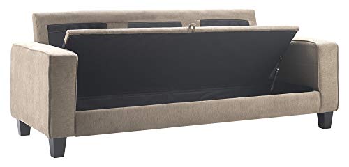 Serta Palisades Sofas with Storage 1 Modern Design, Track Arms, Foam-Filled Cushions, Easy-to-Clean Fabric Upholstery, 77", Soft Beige