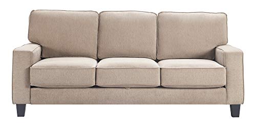 Serta Palisades Sofas with Storage 1 Modern Design, Track Arms, Foam-Filled Cushions, Easy-to-Clean Fabric Upholstery, 77", Soft Beige