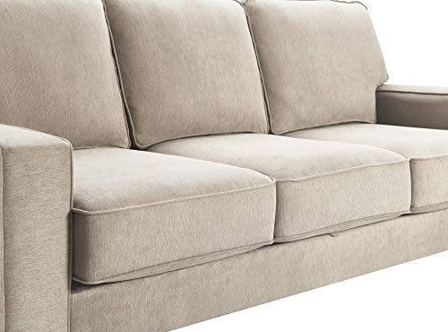 Serta Palisades Sofas with Storage 1 Modern Design, Track Arms, Foam-Filled Cushions, Easy-to-Clean Fabric Upholstery, 77", Soft Beige