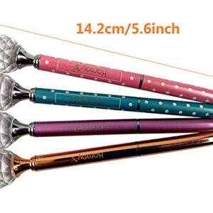 4PCS Crystal Ball Diamond Pen Metal Ballpoint Pen with Big Crystal Diamond Funky Design Queen's Scepter Crown Style Office Supplies 1.0mm Black Ink with Gift Box by Kamay's (Rose+Rose Gold+Pink+Blue)