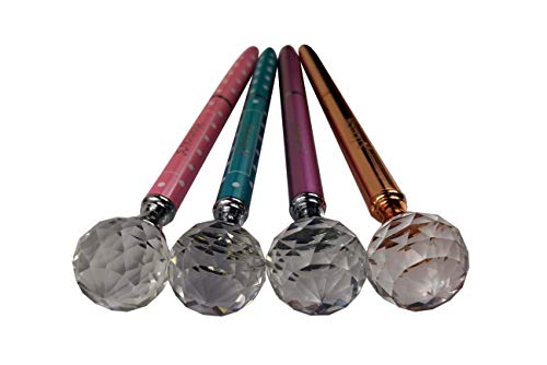 4PCS Crystal Ball Diamond Pen Metal Ballpoint Pen with Big Crystal Diamond Funky Design Queen's Scepter Crown Style Office Supplies 1.0mm Black Ink with Gift Box by Kamay's (Rose+Rose Gold+Pink+Blue)