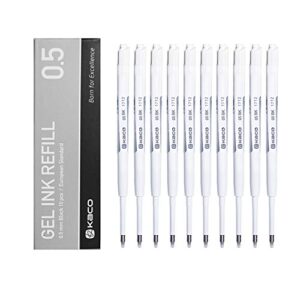 Kaco G2 Gel Ink Refills for Retractable Gel Pens, Fine Point(0.5mm), Pack of 10 (Black)